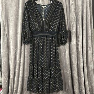 Floral Print Navy Dress